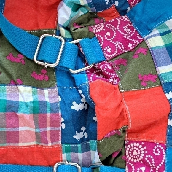 Authentic Disney Parks Backpack Madras Plaid Quilted Fabric 12" x 11" x 4" - Picture 7 of 15